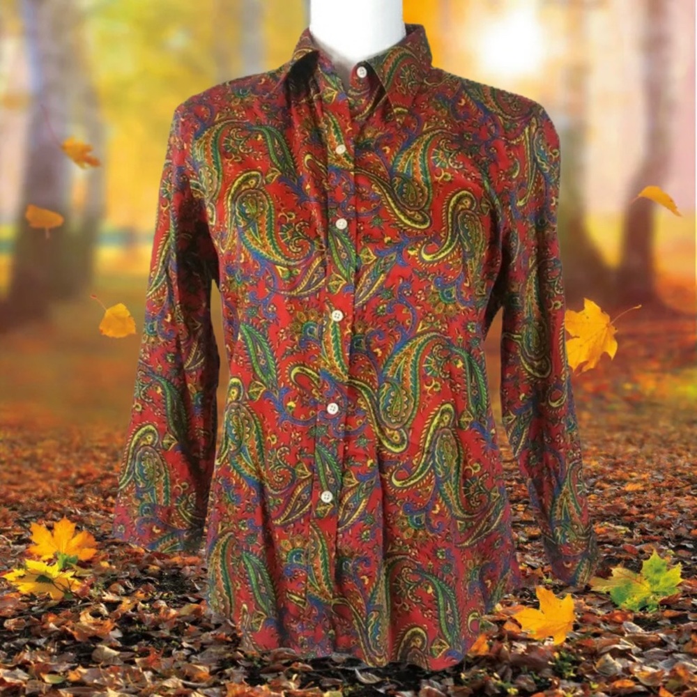 LAUREN Ralph Lauren Red Paisley Button Down Shirt - Picture 1 of 6